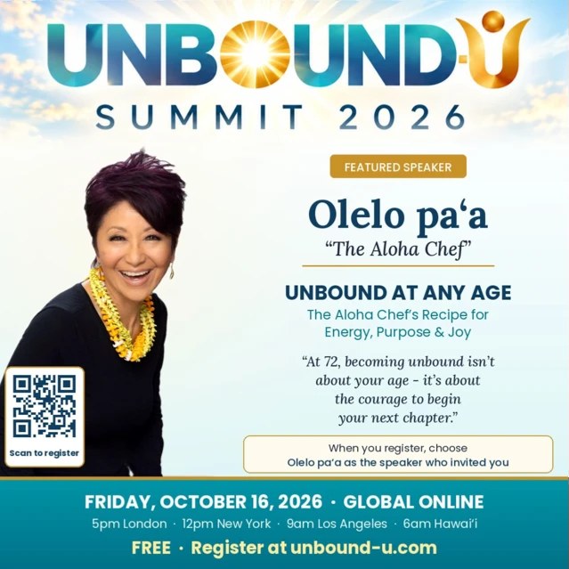 UNBOUND-U Summit 2026 featured speaker flyer for Olelo paʻa, The Aloha Chef